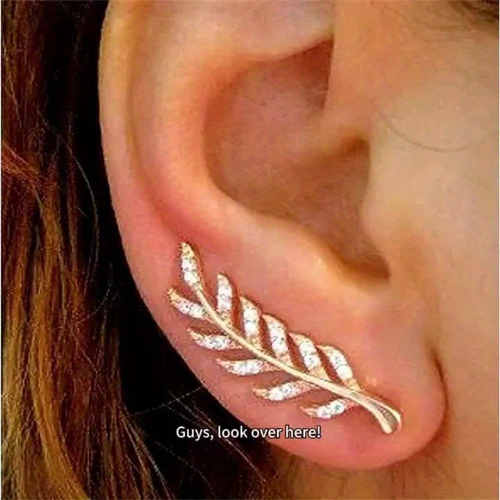 Hensleyra™ Elegant Leaf Earrings with Hollow Design and Gold Finish