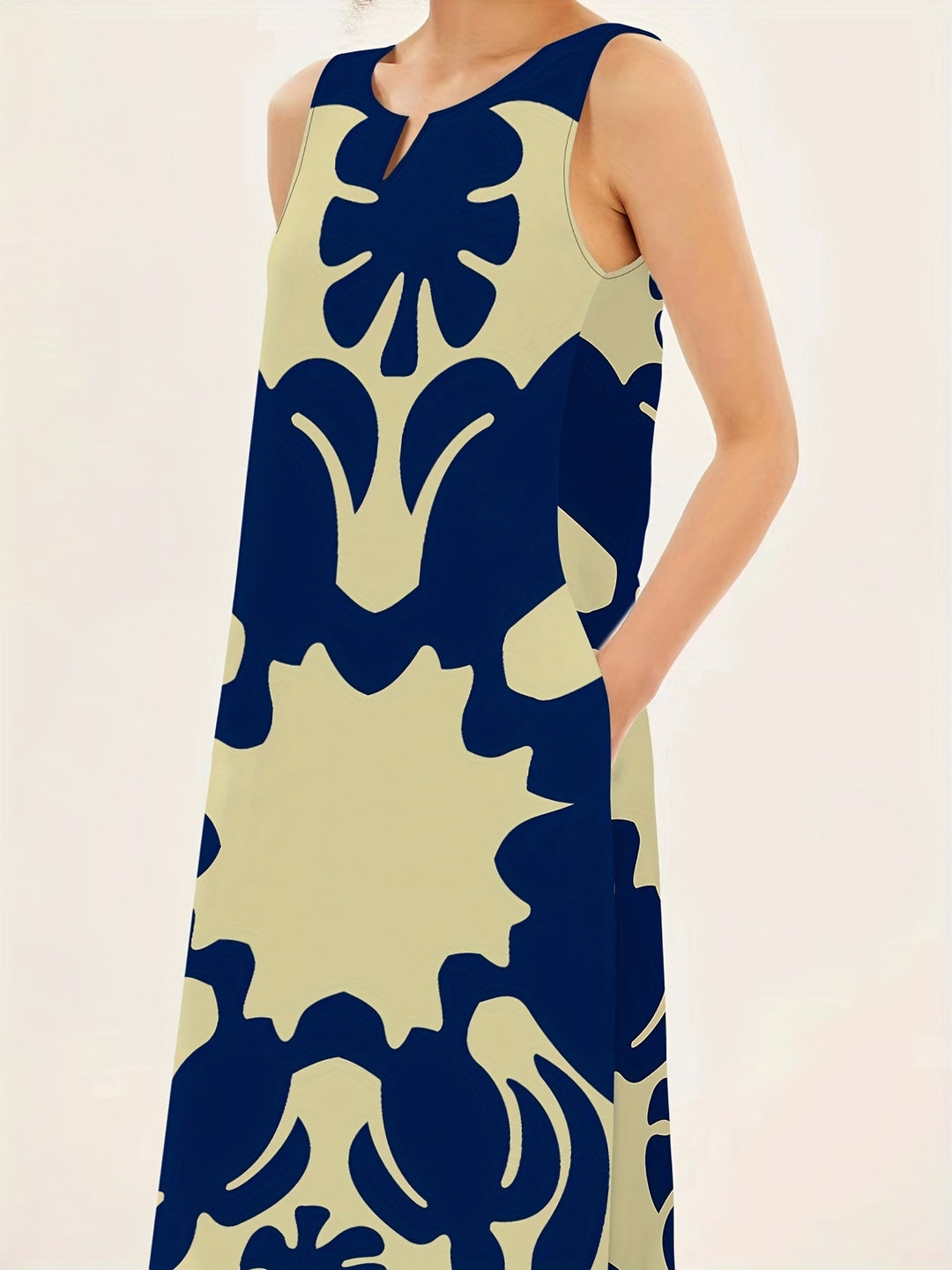 Giana™ Bohemian Printed Dress with V-Neck and Loose Fit