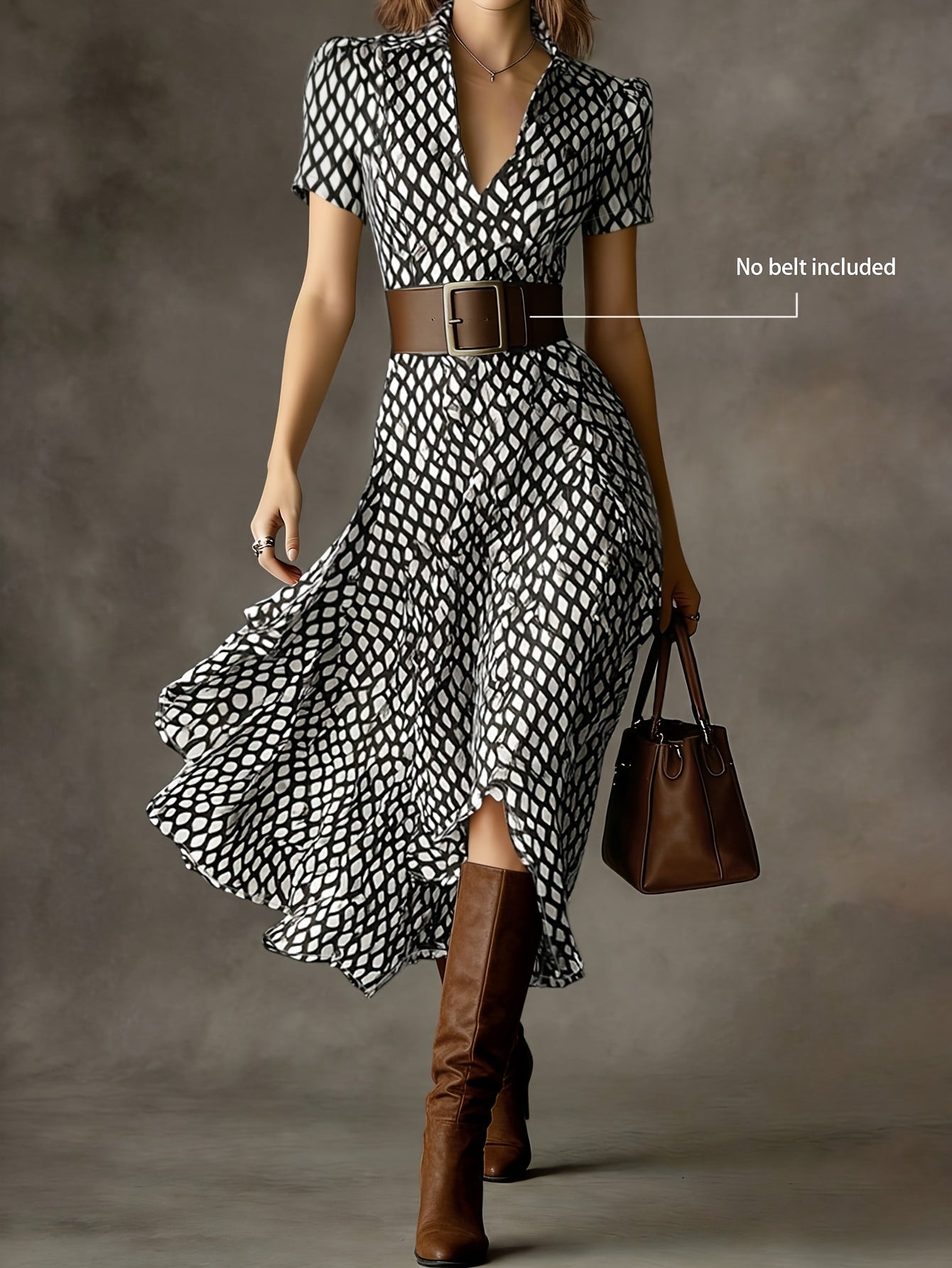 Orly™ Retro and Elegant French Style Floral Midi Dress
