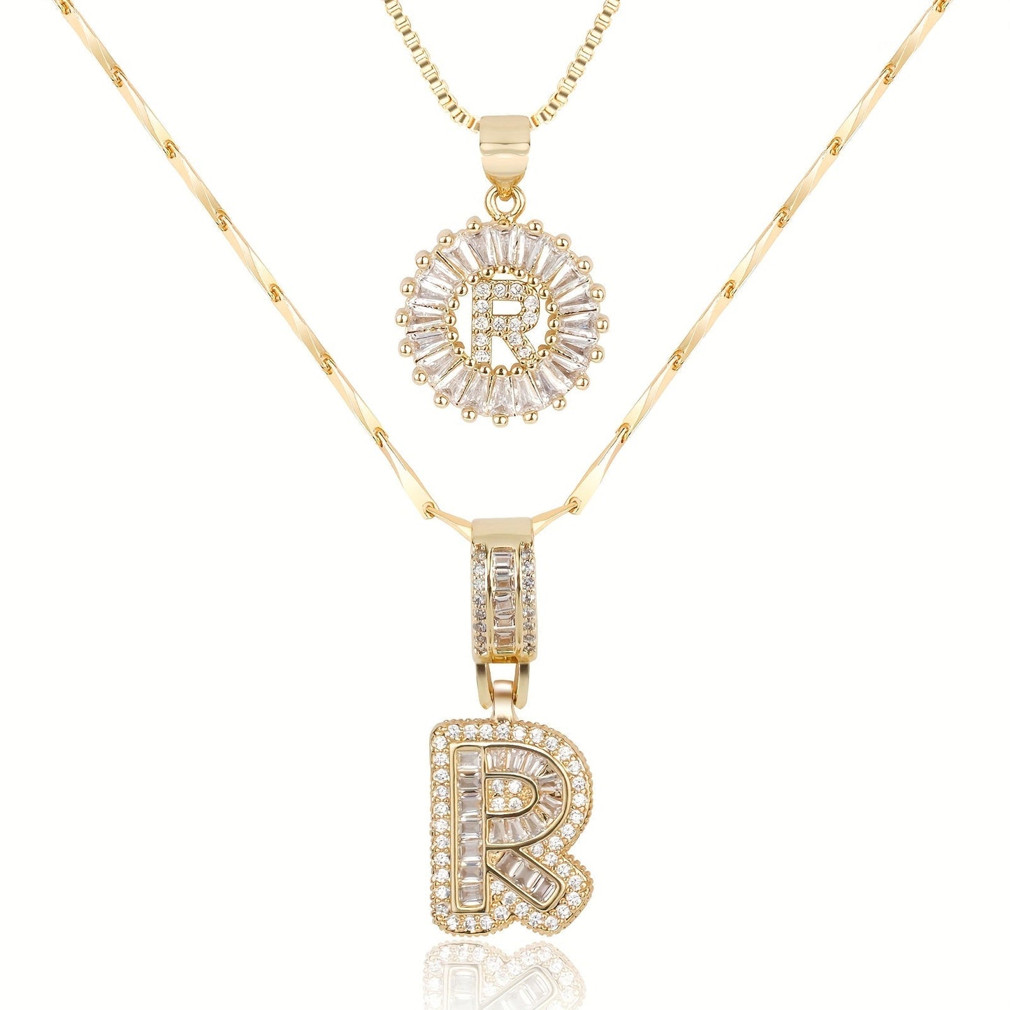 Primrose™ Initial Letter Necklaces with 14k Diamonds (2 pieces)