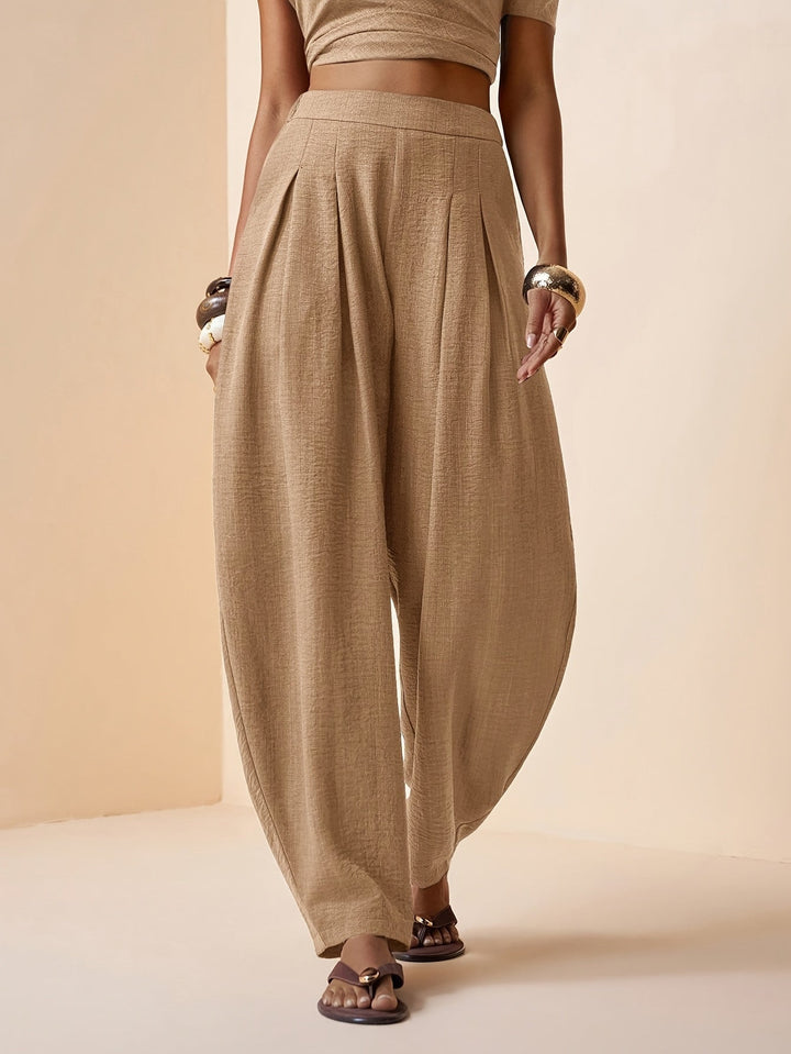 Droveaux | Elegant Straight Pants with Elastic Waist and Pleats