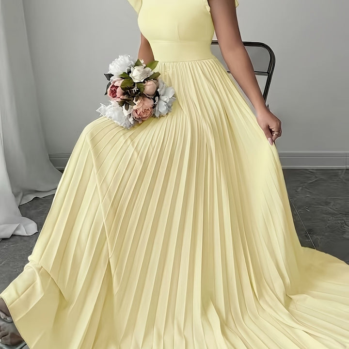 Oxeris | Long Floral Dress with Pleats and Timeless Elegance