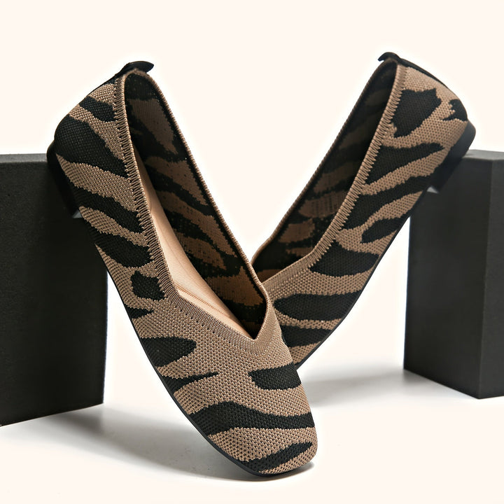 Ivara™ Elegant Flats with Zebra Print and Square Toe