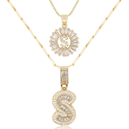Primrose™ Initial Letter Necklaces with 14k Diamonds (2 pieces)