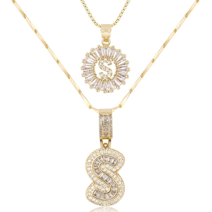 Primrose™ Initial Letter Necklaces with 14k Diamonds (2 pieces)