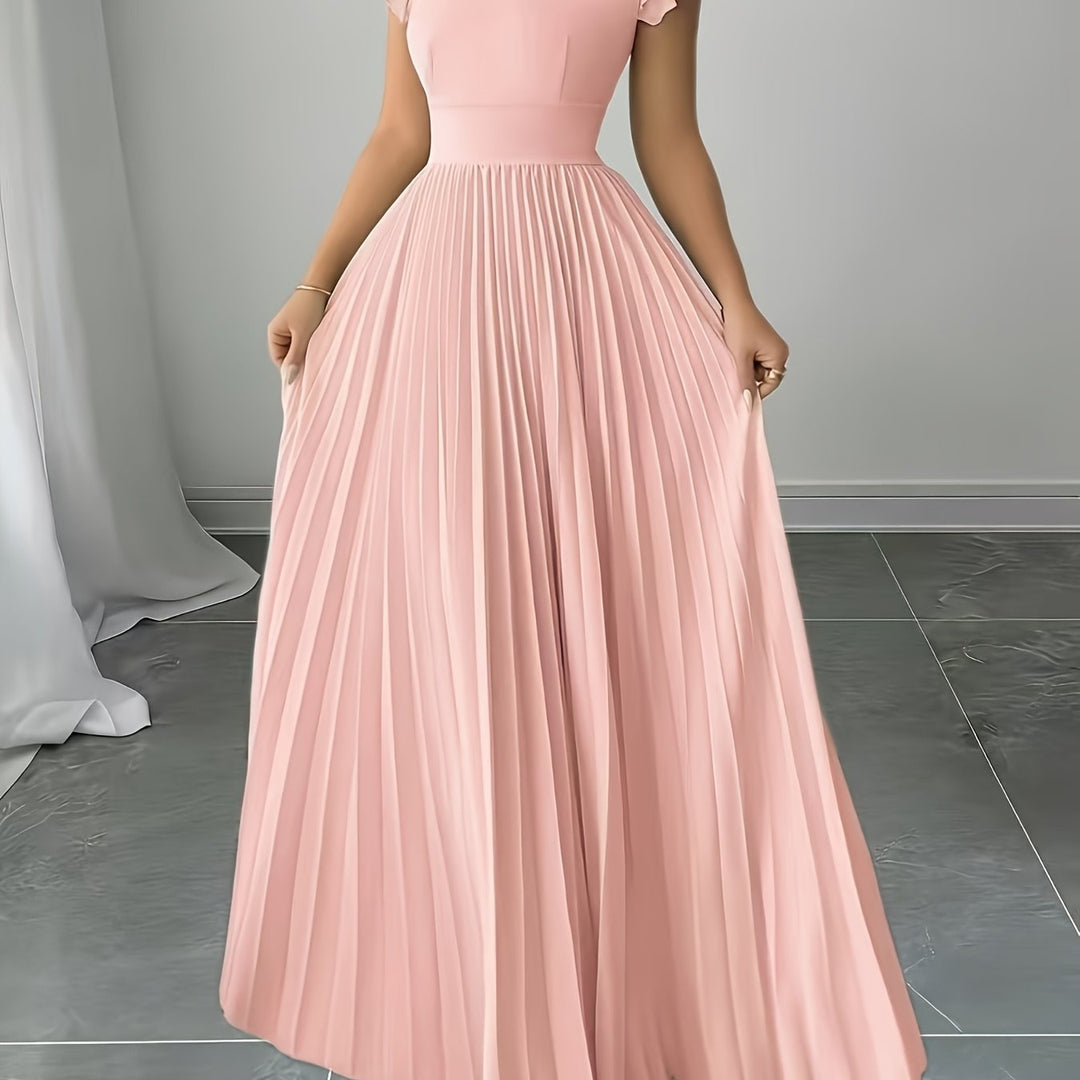 Oxeris | Long Floral Dress with Pleats and Timeless Elegance