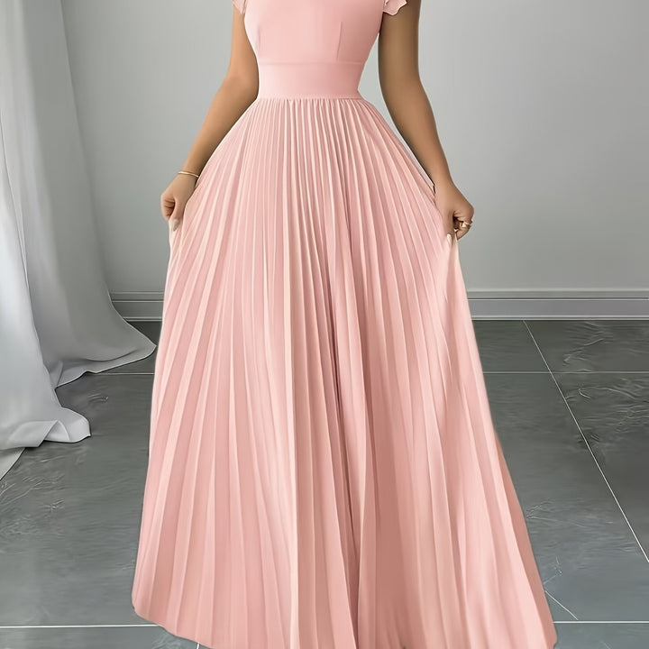 Oxeris | Long Floral Dress with Pleats and Timeless Elegance