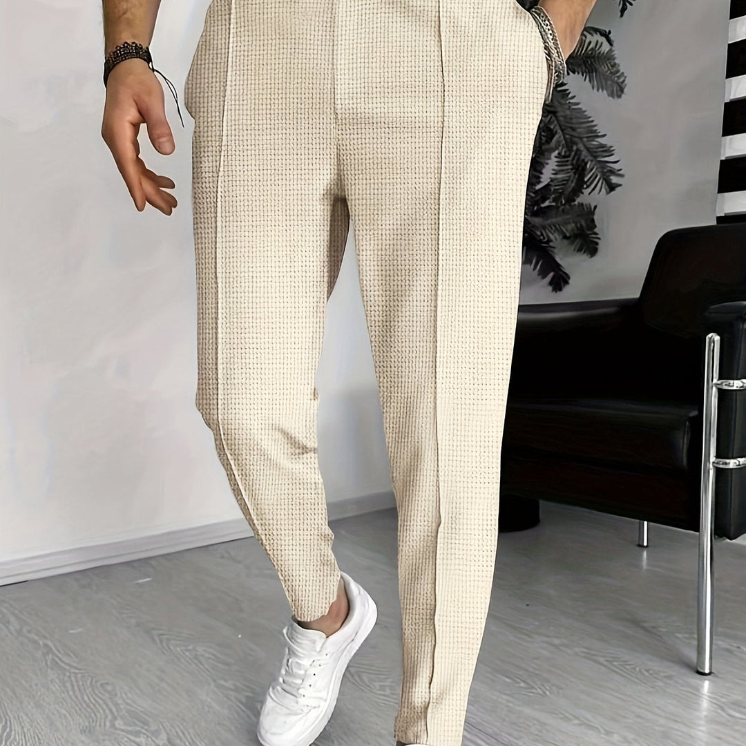 Yaxolt | Textured Relaxed Fit Pants with Maximum Comfort