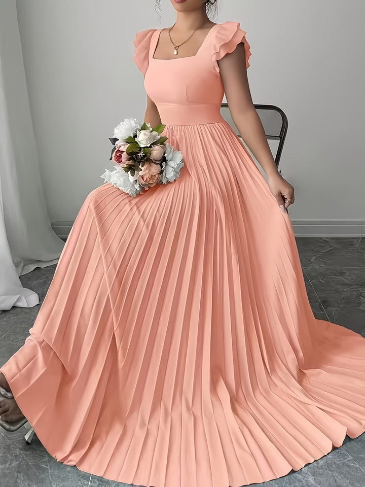Oxeris | Long Floral Dress with Pleats and Timeless Elegance