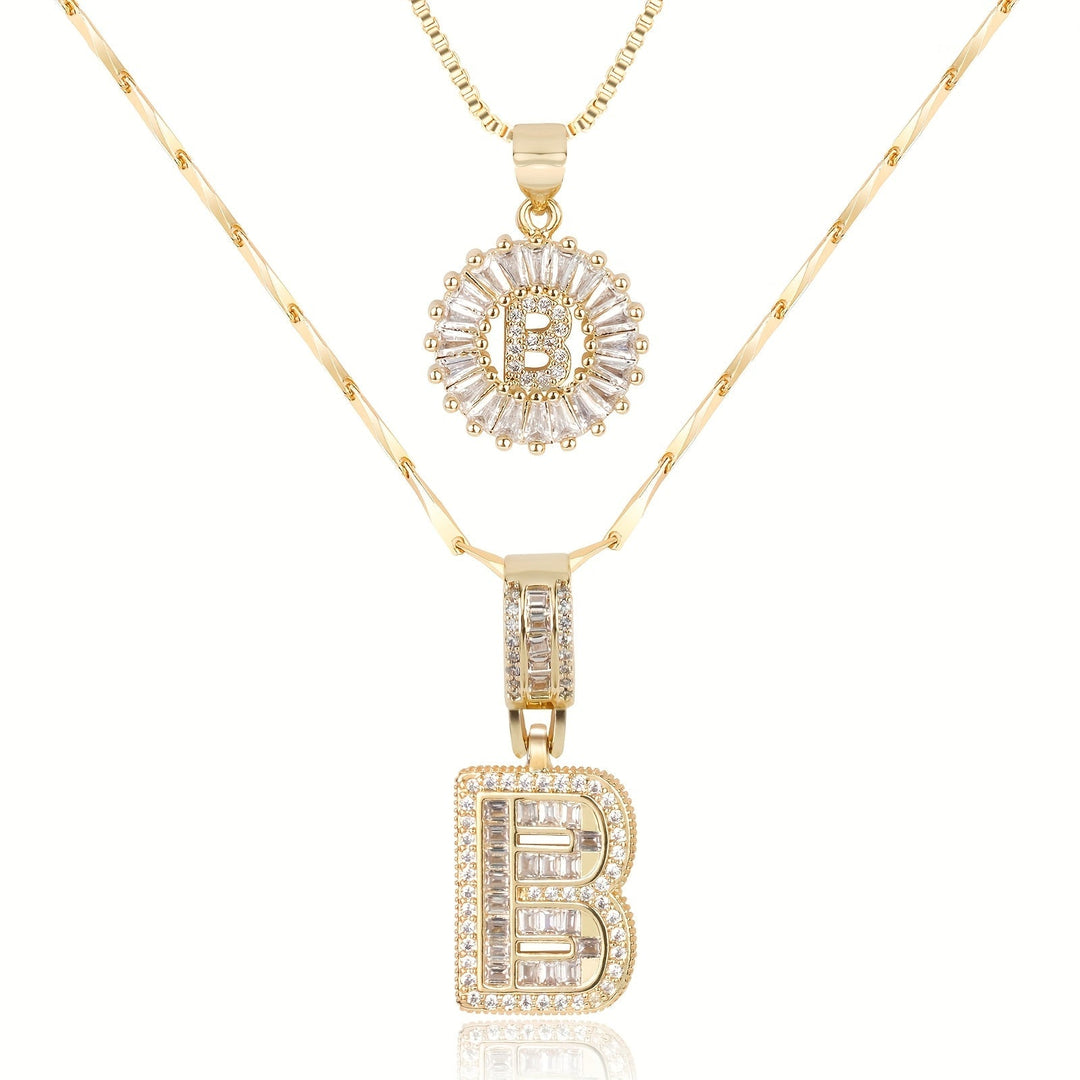 Primrose™ Initial Letter Necklaces with 14k Diamonds (2 pieces)