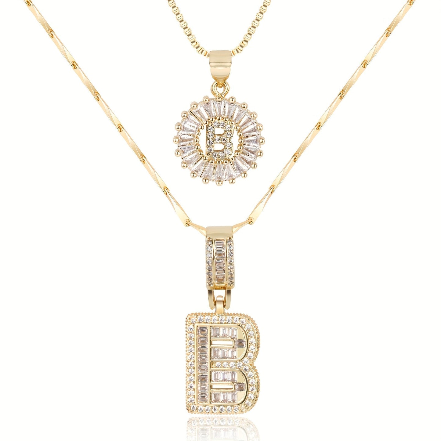 Primrose™ Initial Letter Necklaces with 14k Diamonds (2 pieces)
