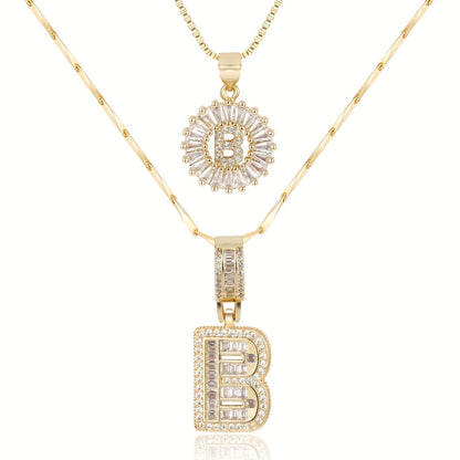 Primrose™ Initial Letter Necklaces with 14k Diamonds (2 pieces)