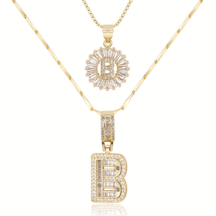 Primrose™ Initial Letter Necklaces with 14k Diamonds (2 pieces)