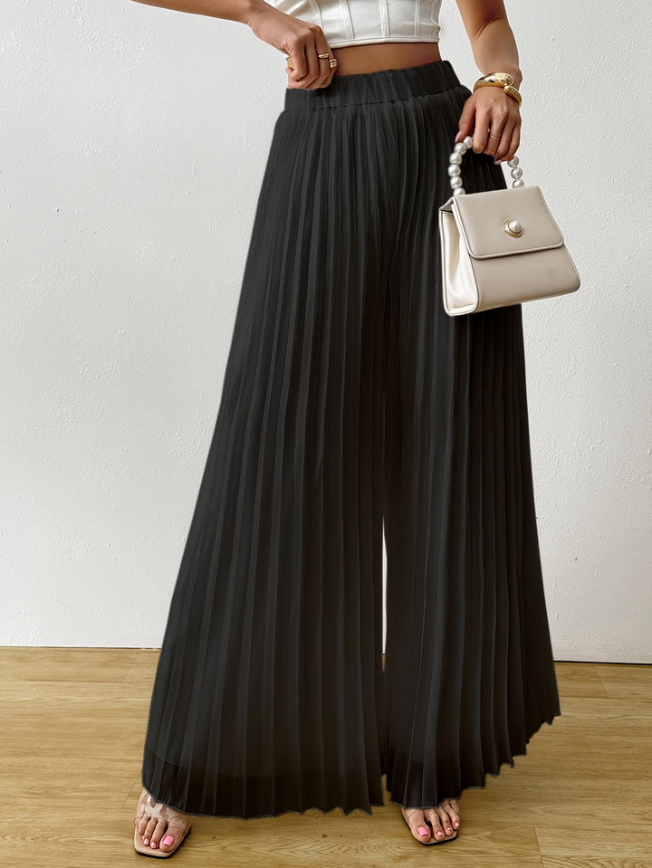 Uliquin | Pleated Wide-Leg Pants with Elastic Waist and Elegant Fall