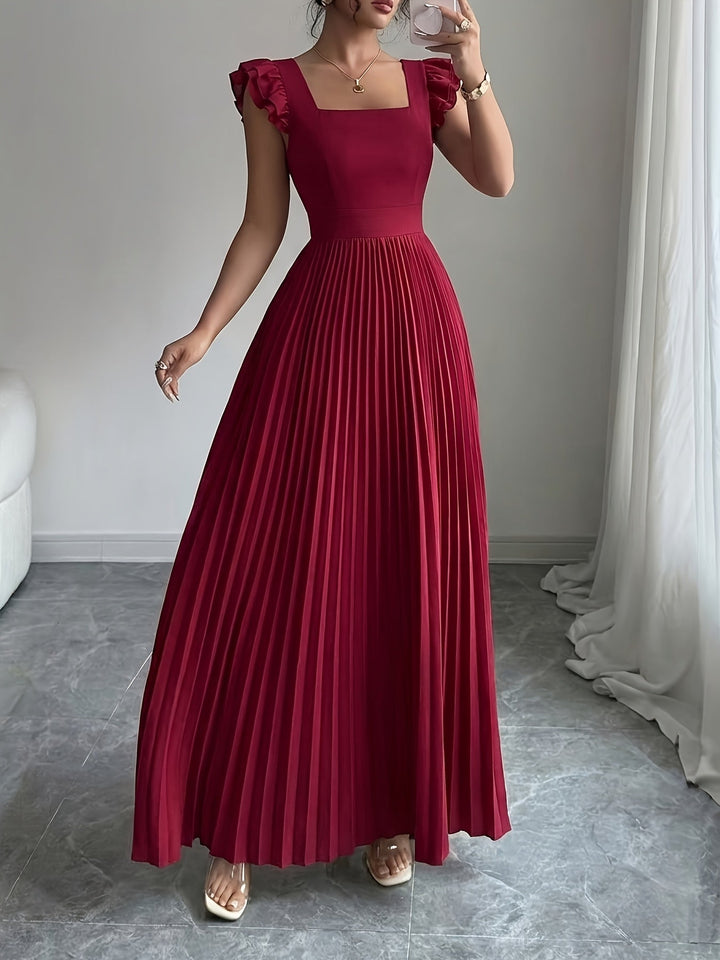 Oxeris | Long Floral Dress with Pleats and Timeless Elegance