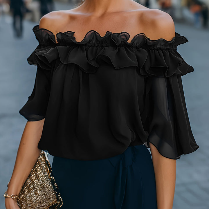Bruvelle | Elegant Off-Shoulder Blouse with Short Sleeves