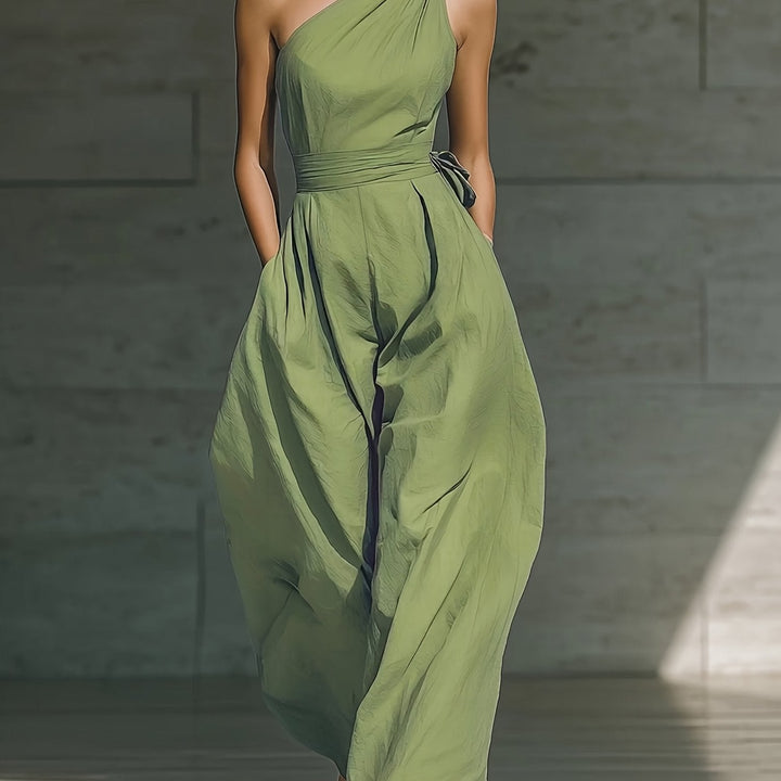 Juveth | Elegant One-Shoulder Jumpsuit with Wide Leg and Defined Waist