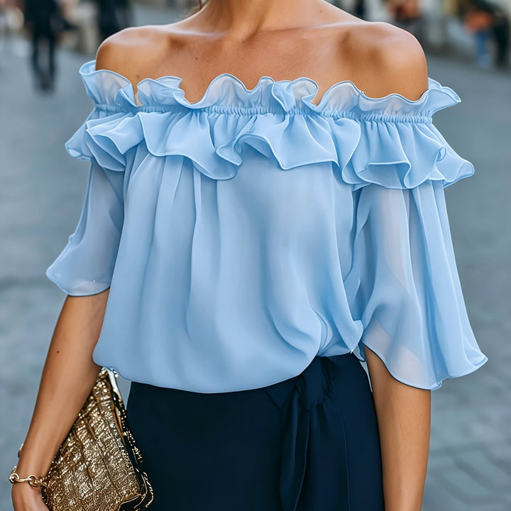 Bruvelle | Elegant Off-Shoulder Blouse with Short Sleeves