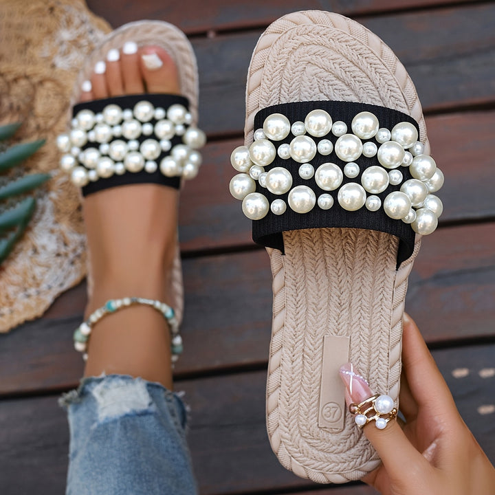 Fruxith | Flat Sandals with Decorative Pearls and Maximum Comfort