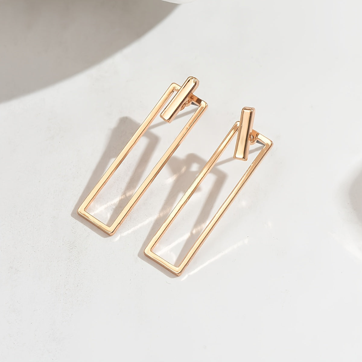 Quinleyra™ Long Geometric Earrings with Elegant Metallic Finish