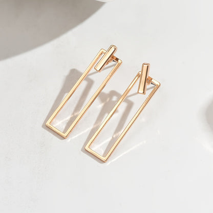Quinleyra™ Long Geometric Earrings with Elegant Metallic Finish