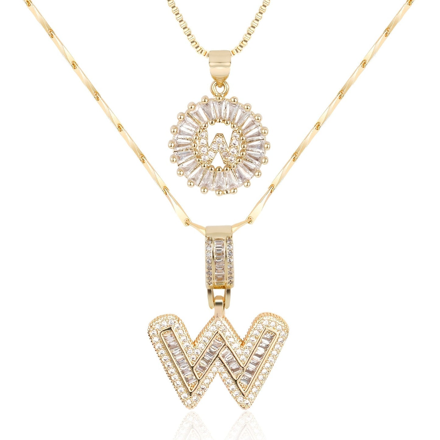 Primrose™ Initial Letter Necklaces with 14k Diamonds (2 pieces)