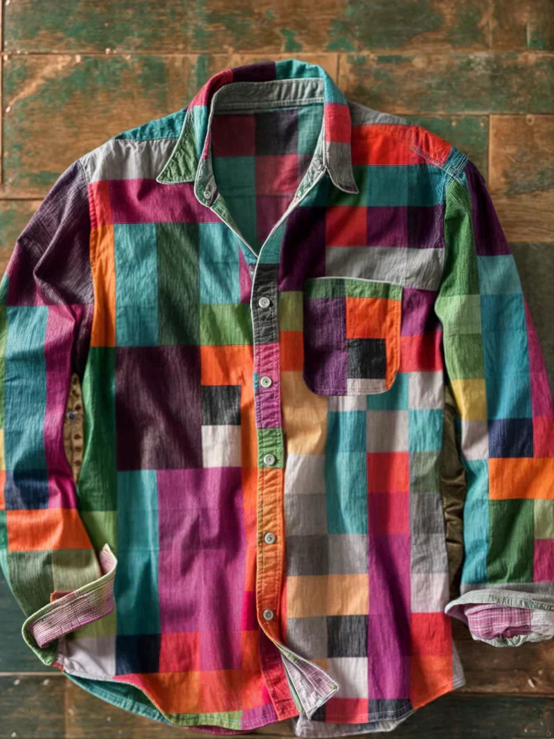 Grant™ Premium Patchwork Shirt – Unique Style and Comfortable Fit.
