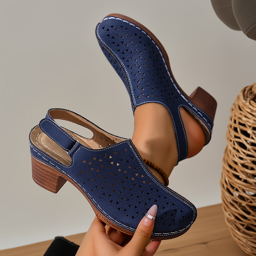 Korae™ Heeled Sandals with Adjustable Straps and Cut-Out Design