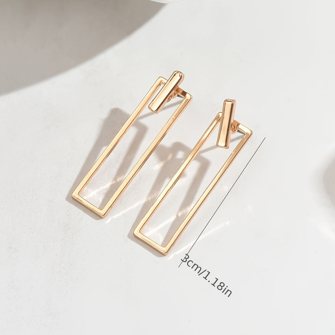 Quinleyra™ Long Geometric Earrings with Elegant Metallic Finish