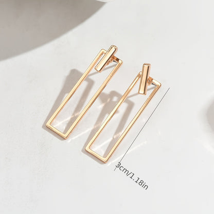 Quinleyra™ Long Geometric Earrings with Elegant Metallic Finish