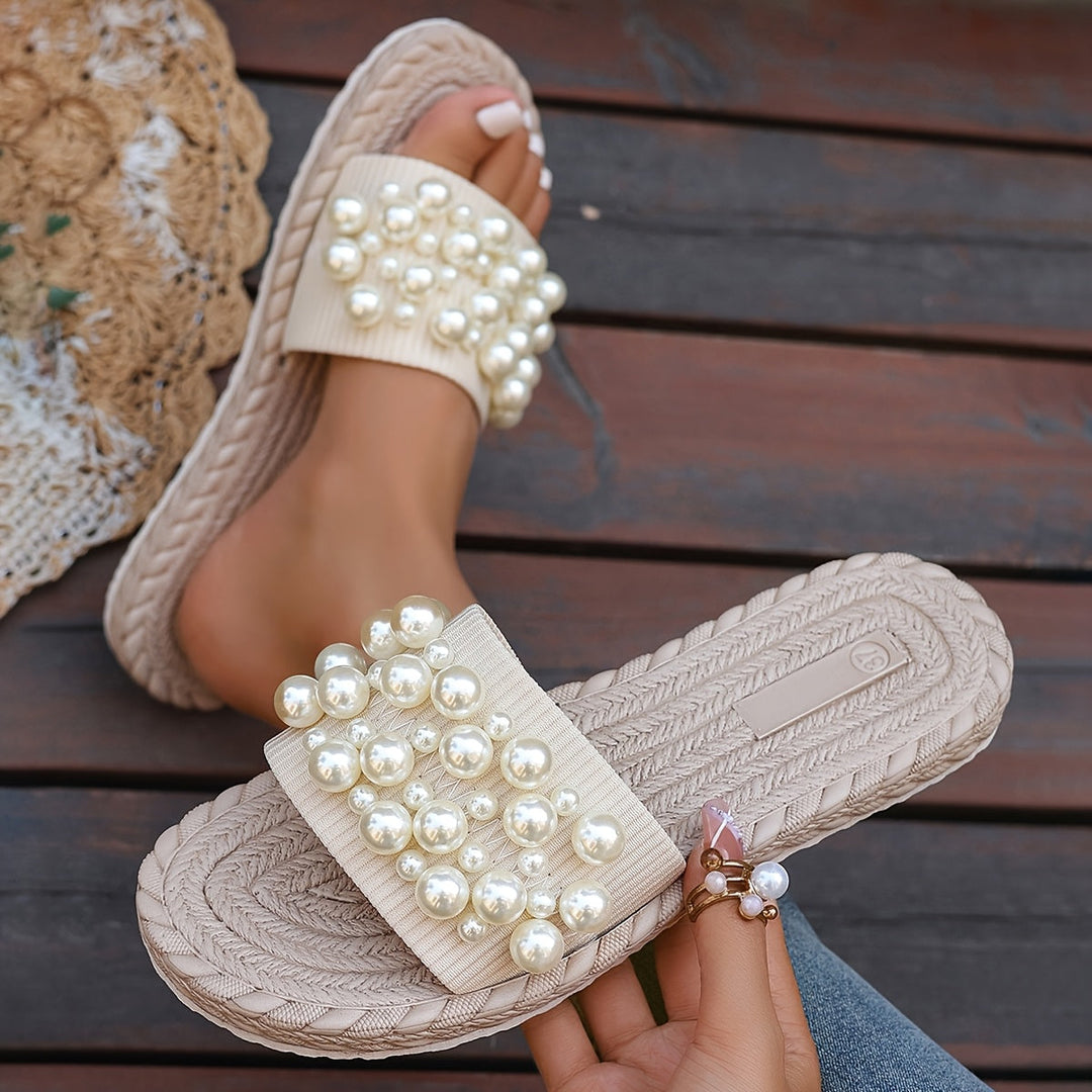 Fruxith | Flat Sandals with Decorative Pearls and Maximum Comfort