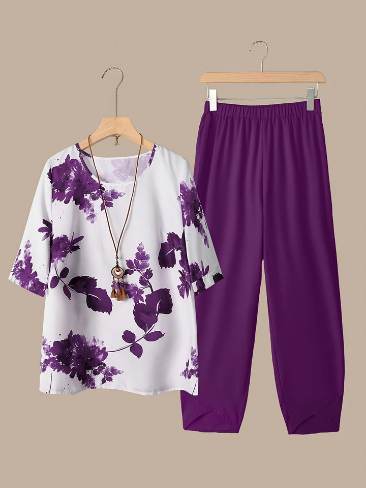 Fynley™ Printed Two-Piece Set with Comfortable Blouse and Pants