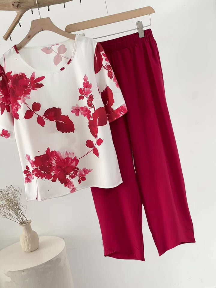 Fynley™ Printed Two-Piece Set with Comfortable Blouse and Pants