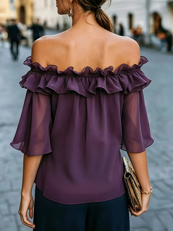 Bruvelle | Elegant Off-Shoulder Blouse with Short Sleeves