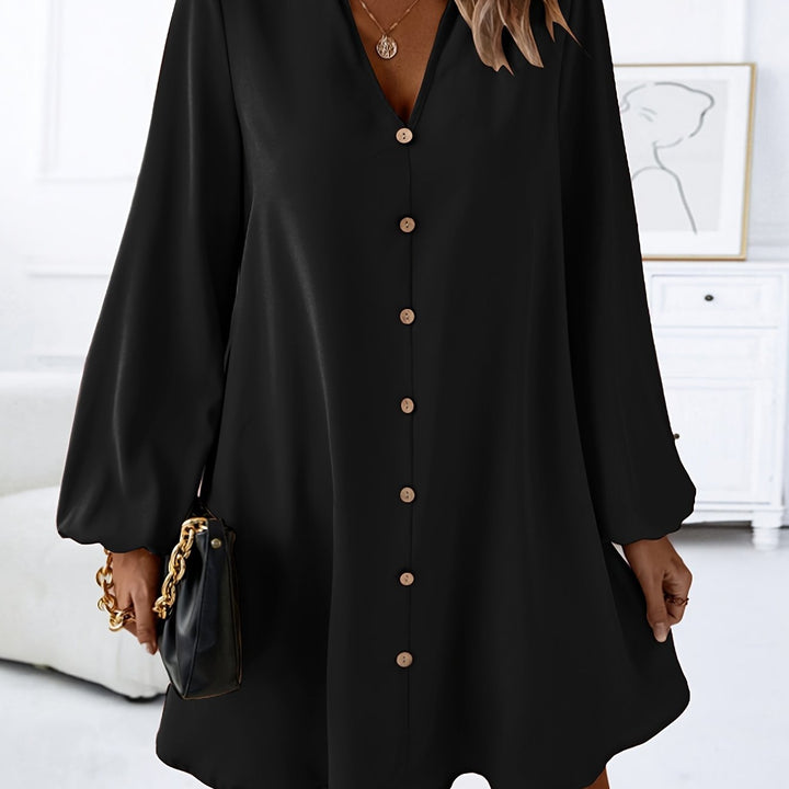 Faria™ Elegant Long Sleeve V-Neck Dress