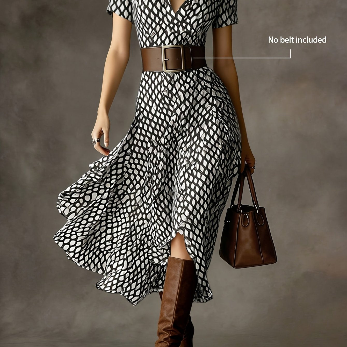 Orly™ Retro and Elegant French Style Floral Midi Dress