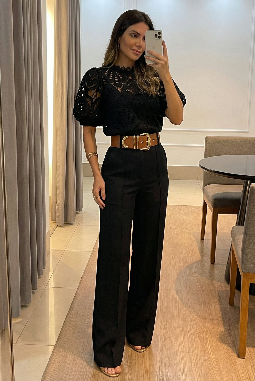 Sireva™ Elegant Set of Blouse and Pants with Flowing Fall