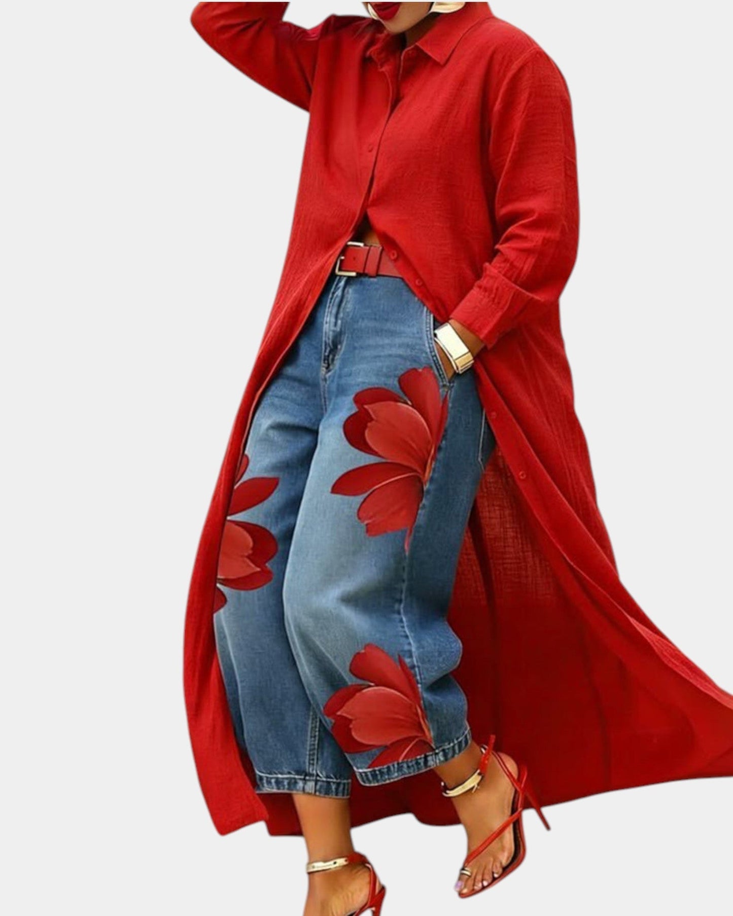 Zadira™ Wide Leg Denim Dress and Pants Set