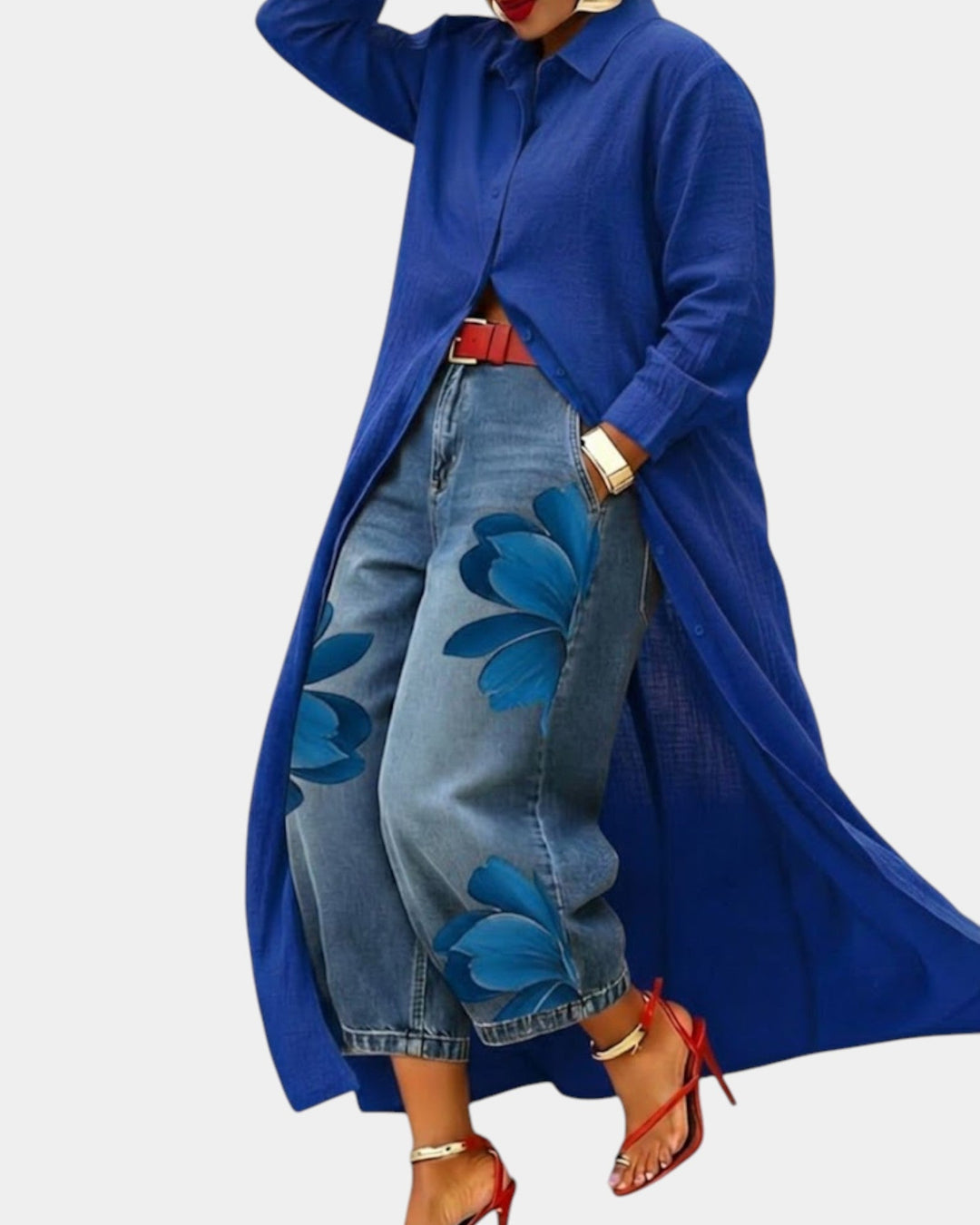 Zadira™ Wide Leg Denim Dress and Pants Set