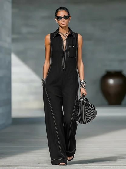 Ainsira™ Mono Minimalist Sleeveless Loose Fit with White Details