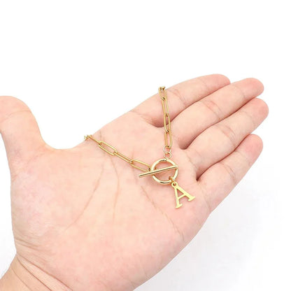 Ganelle™ Collar with Circular Lock Closure and Initial in Paperclip Shape