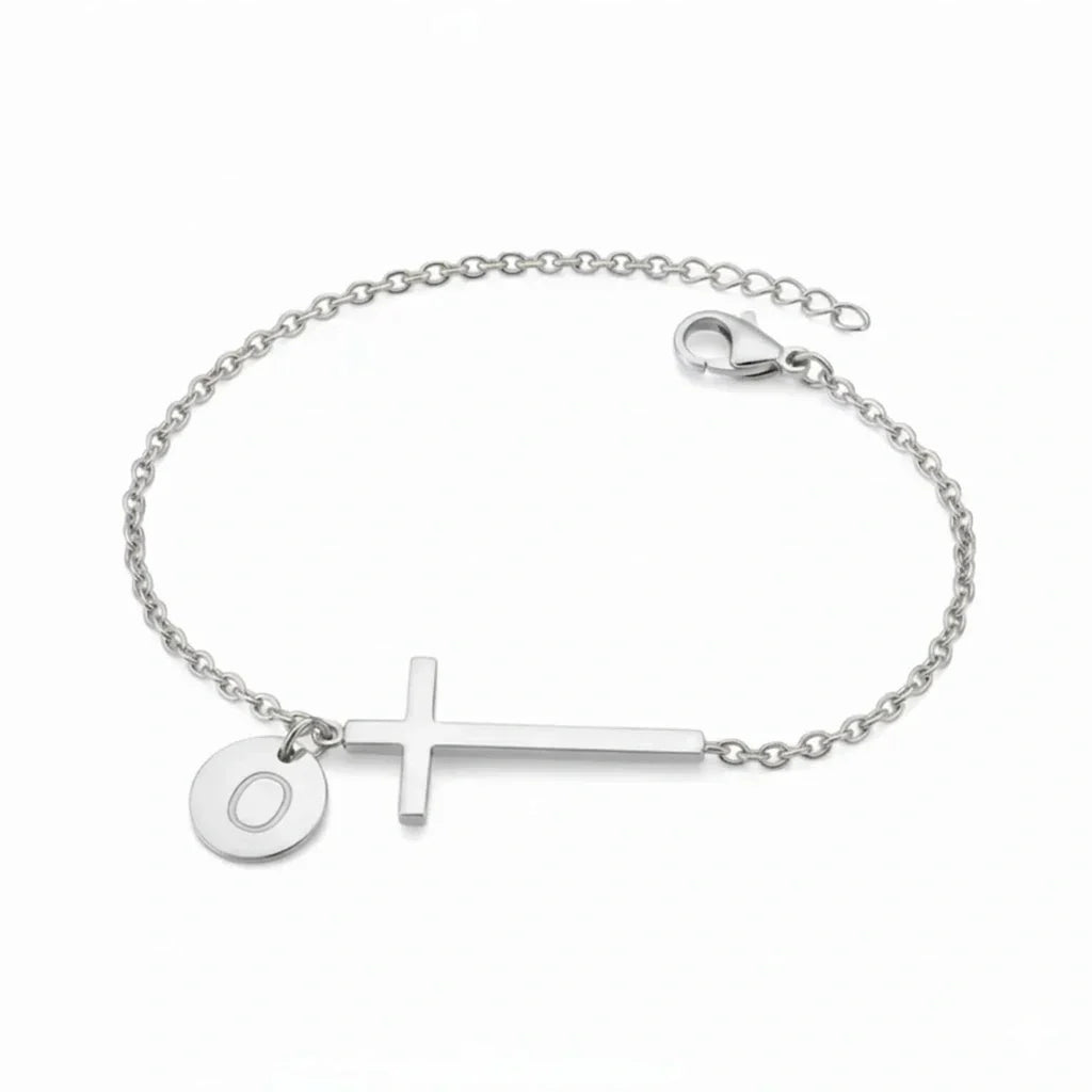 Elodryn™ Sacred Initial Bracelet – Customized Cross