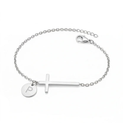Elodryn™ Sacred Initial Bracelet – Customized Cross