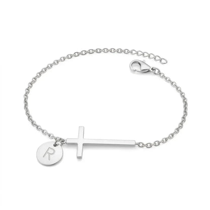 Elodryn™ Sacred Initial Bracelet – Customized Cross