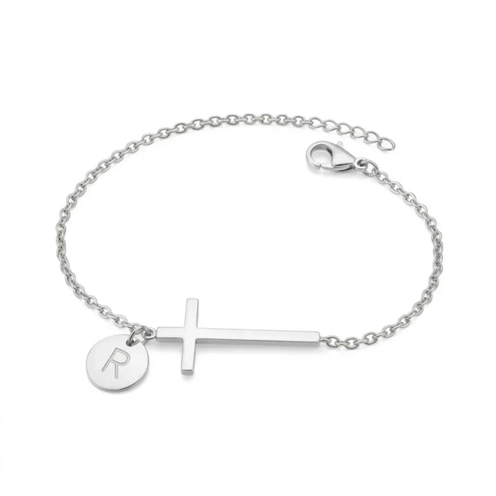 Elodryn™ Sacred Initial Bracelet – Customized Cross