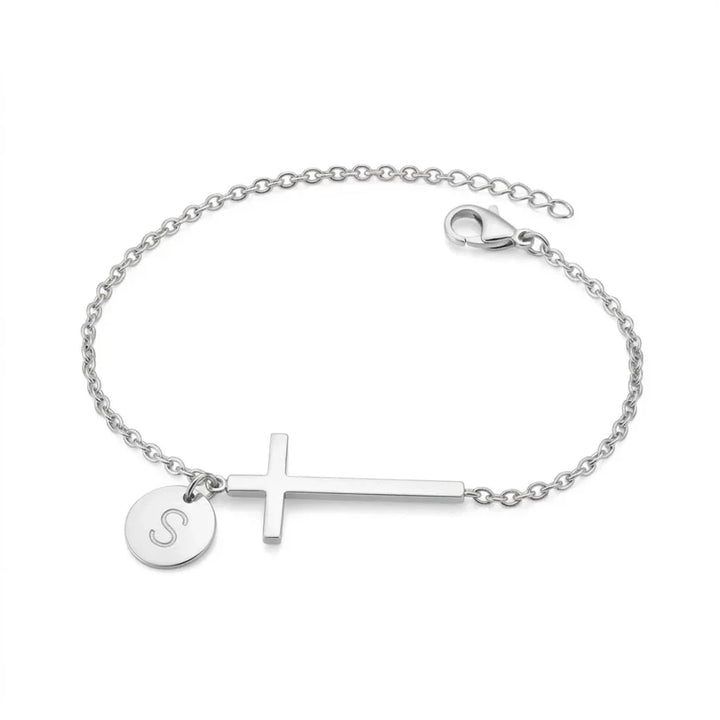 Elodryn™ Sacred Initial Bracelet – Customized Cross