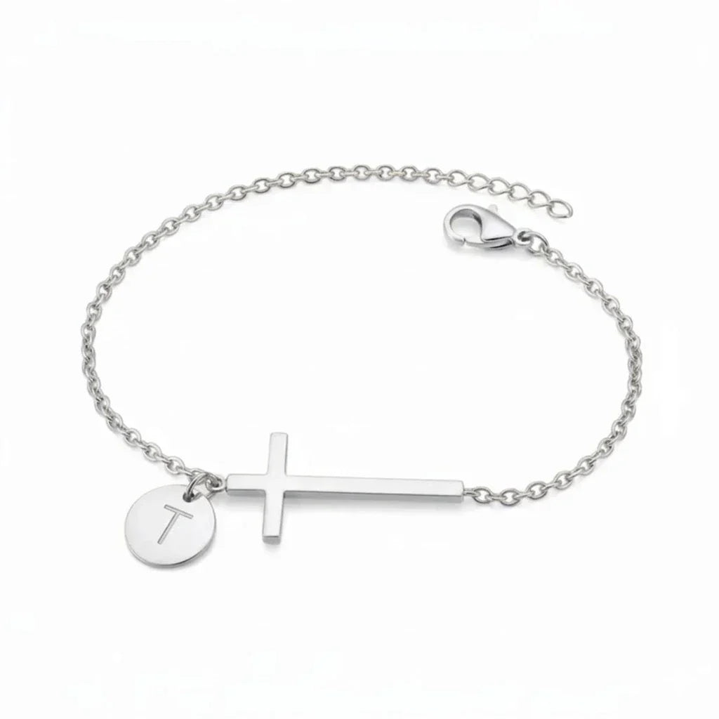 Elodryn™ Sacred Initial Bracelet – Customized Cross
