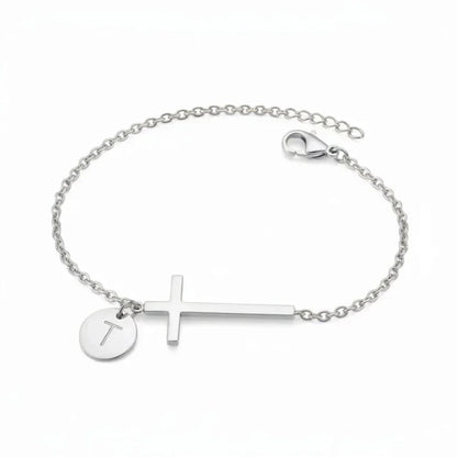 Elodryn™ Sacred Initial Bracelet – Customized Cross
