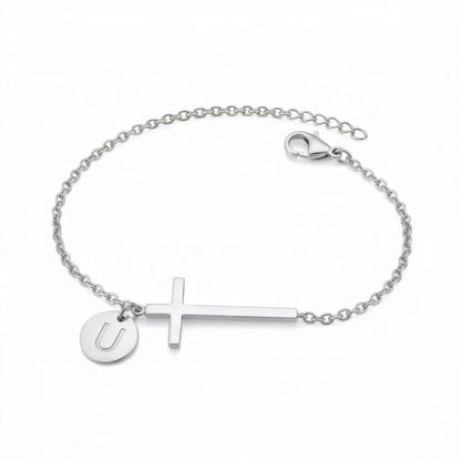 Elodryn™ Sacred Initial Bracelet – Customized Cross