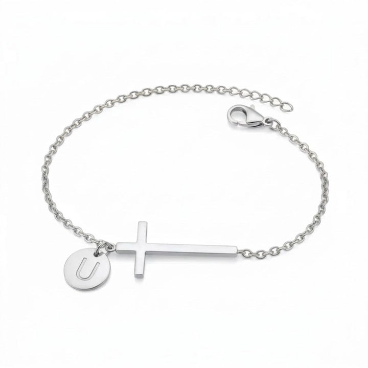 Elodryn™ Sacred Initial Bracelet – Customized Cross
